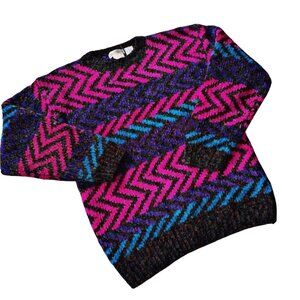 Vintage Thick Knit Abstract Zig Zag Comfy Sweater M